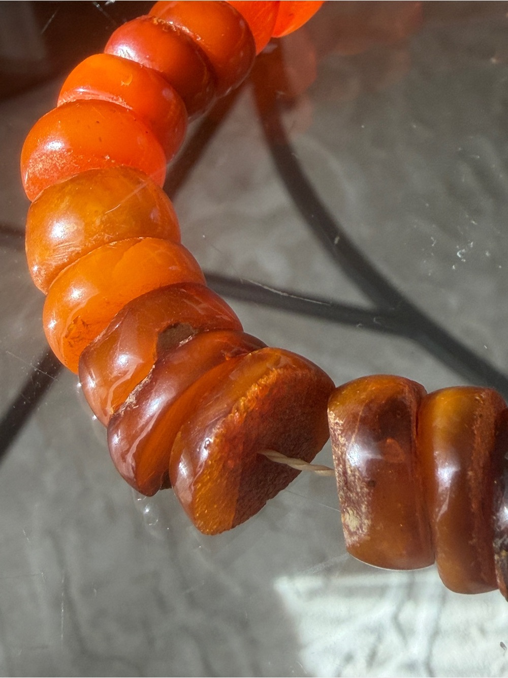 Vintage Soviet USSR Amber Necklace 70g, 60+ Years Old, Large Amber Beads - Picture 4 of 10